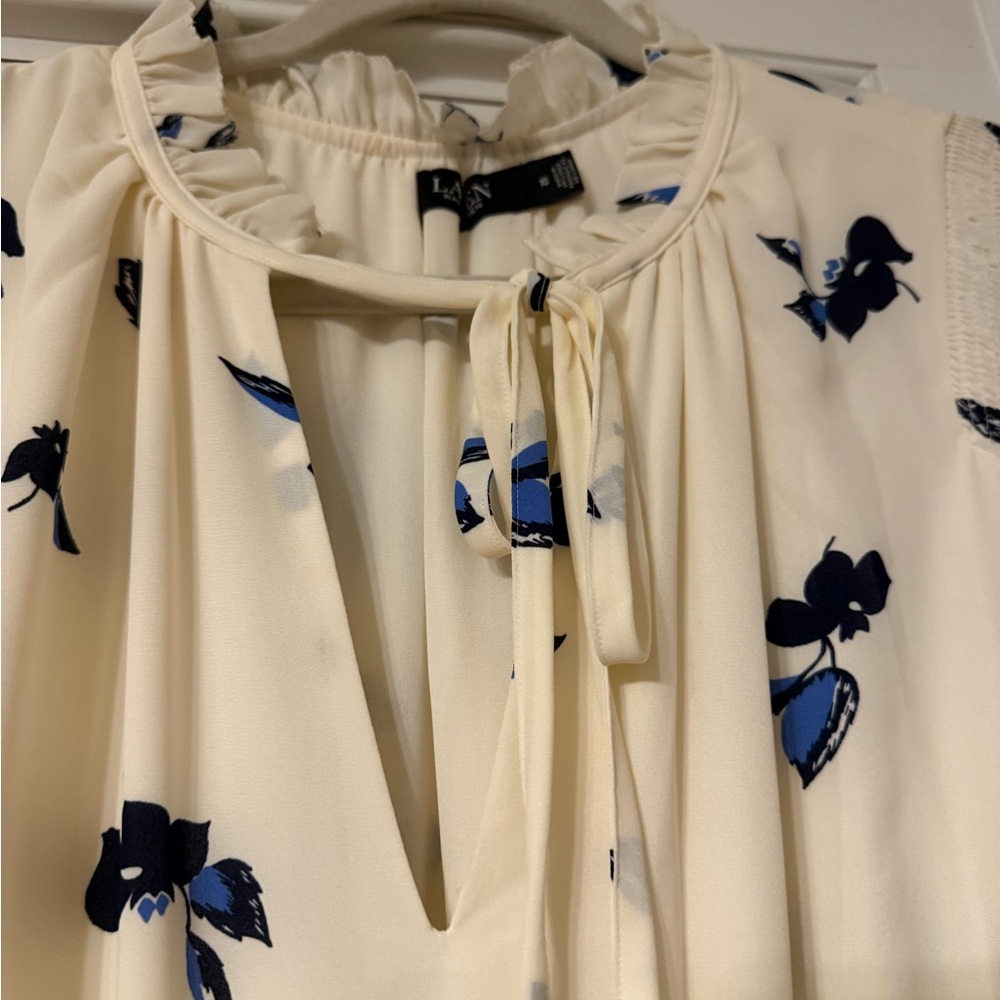 Lauren Ralph Lauren Cream and Blue Floral Maxi Dress - Picture 2 of 4
